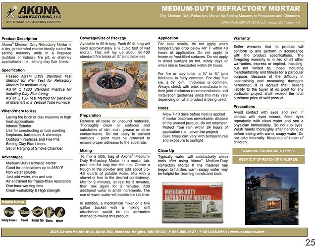 Akona Medium-Duty Refractory Mortar