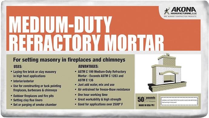Akona Medium-Duty Refractory Mortar 50lb